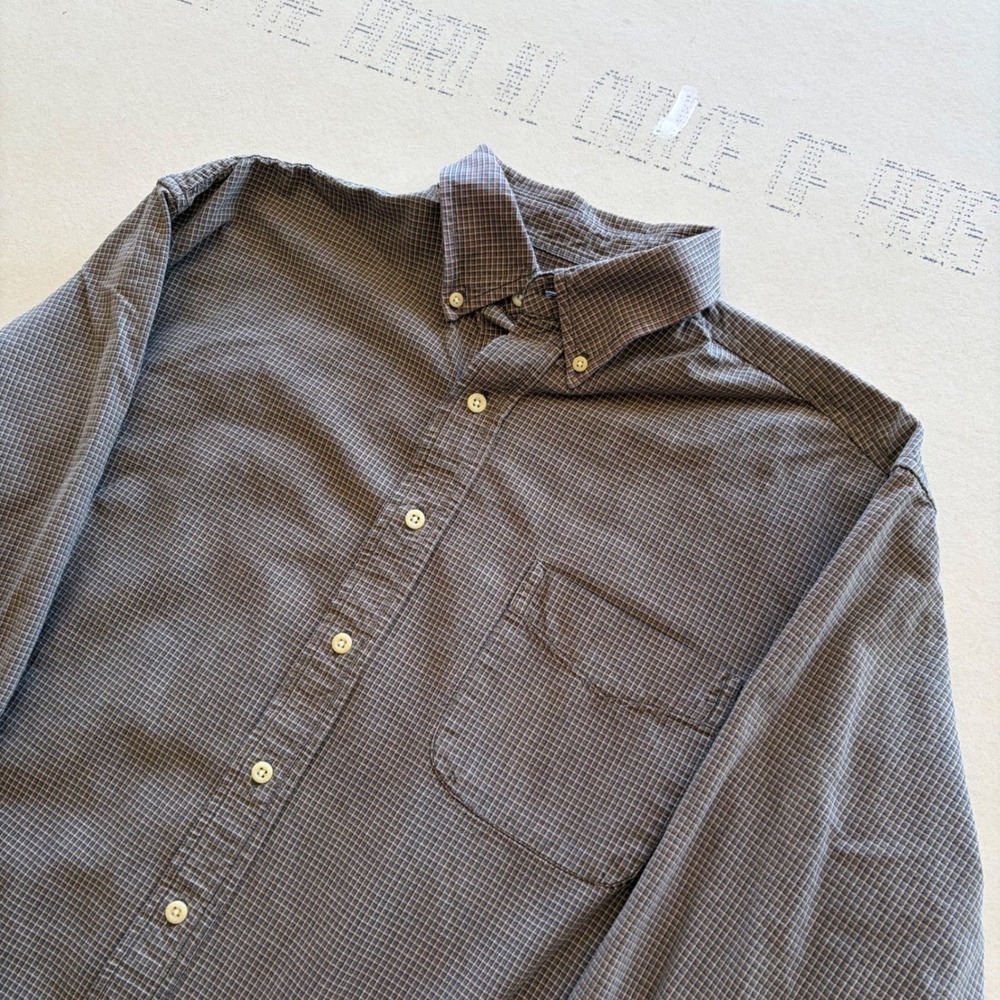 Y2K Route 66 Brown Plaid Button Down Long Sleeve